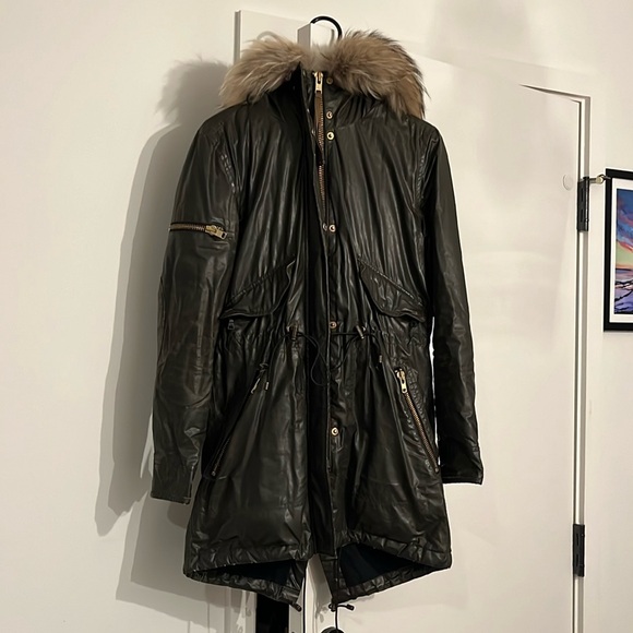 SAM. Hudson Waxed Jacket. Coyote Fur Trim Hood - Picture 3 of 8